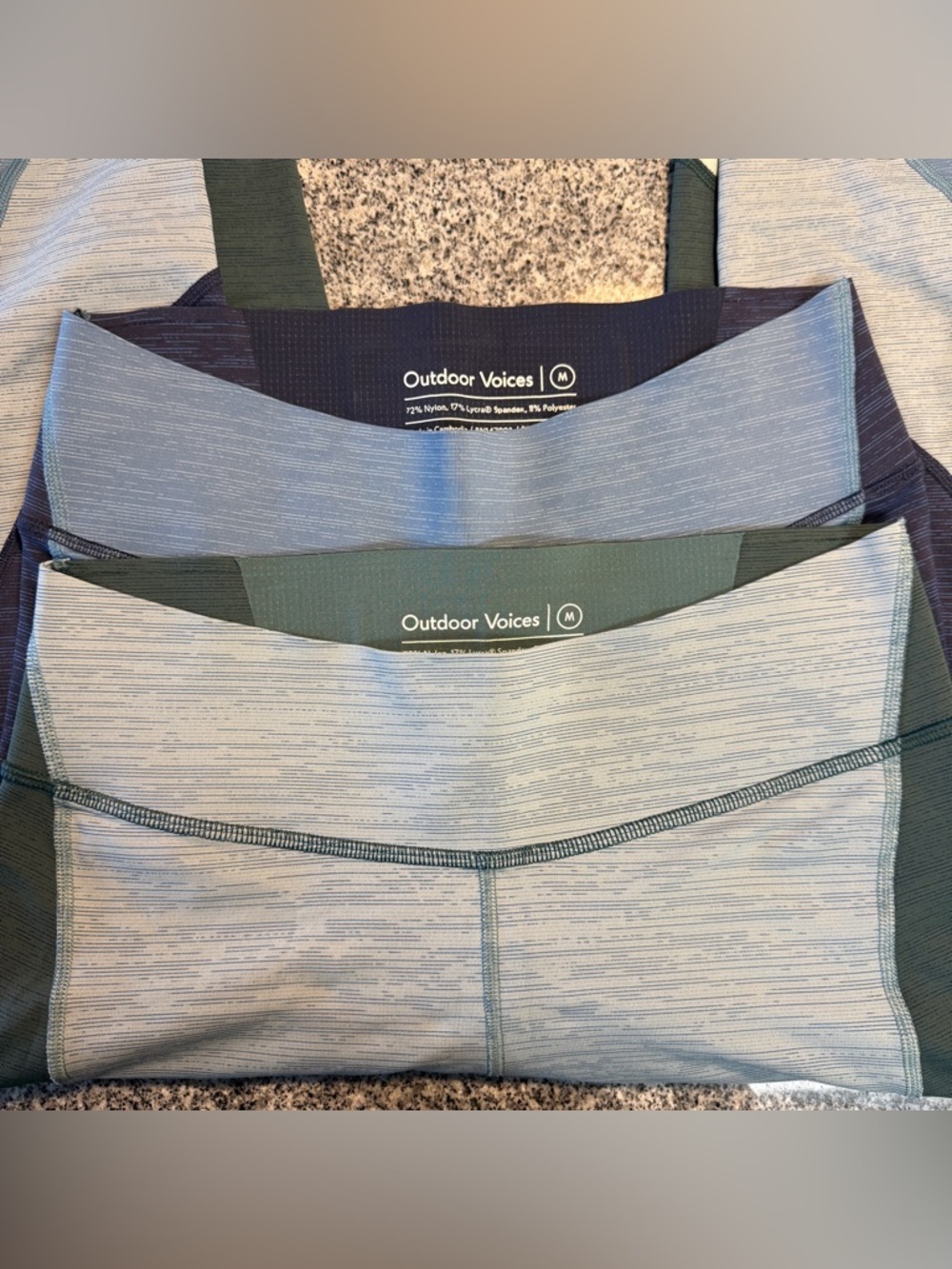 2 Pair Outdoor Voices Crop Blue & Green Legging Bundle | Colorblock | Medium